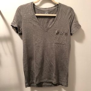 J Crew Metallic Linen Pocket T Shirt - Size Small